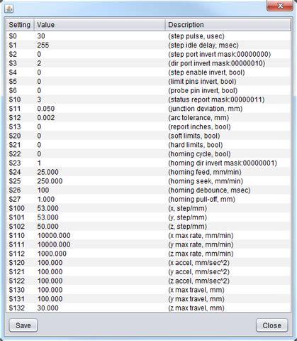 cnc tuning settings